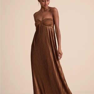 Lulu's Strapless Bronze Maxi Dress